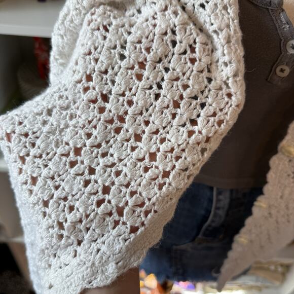 Vintage Northern Reflections Open Knit Boho Cottage cardigan sweater White Sz XL - Picture 5 of 7